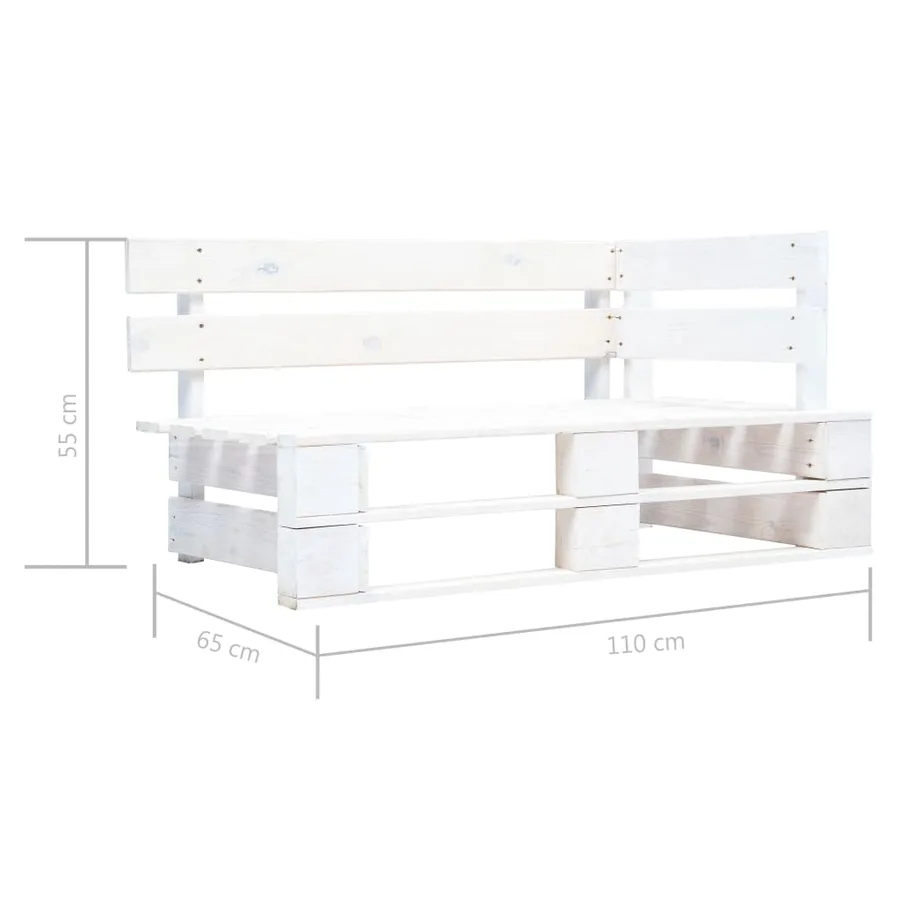 Salon de jardin palette 4 pcs et coussins Pin imprégné de blanc - 7