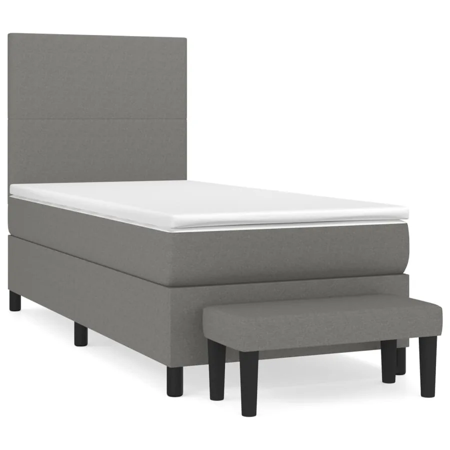 Sommier à lattes de lit avec matelas Gris foncé 80x200 cm Tissu - 2