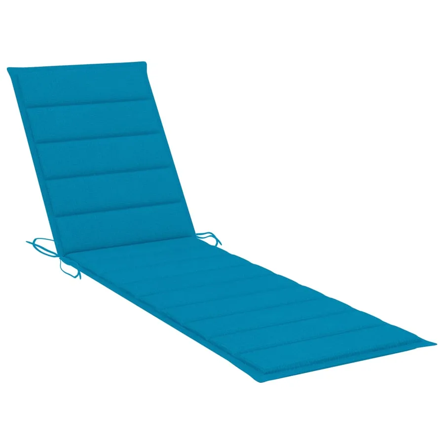 Chaise longue avec coussin bleu Bois de teck solide - 10