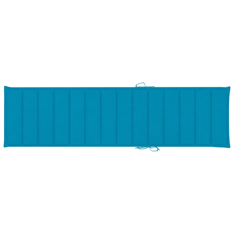 Chaise longue avec coussin bleu Bois de teck solide - 12