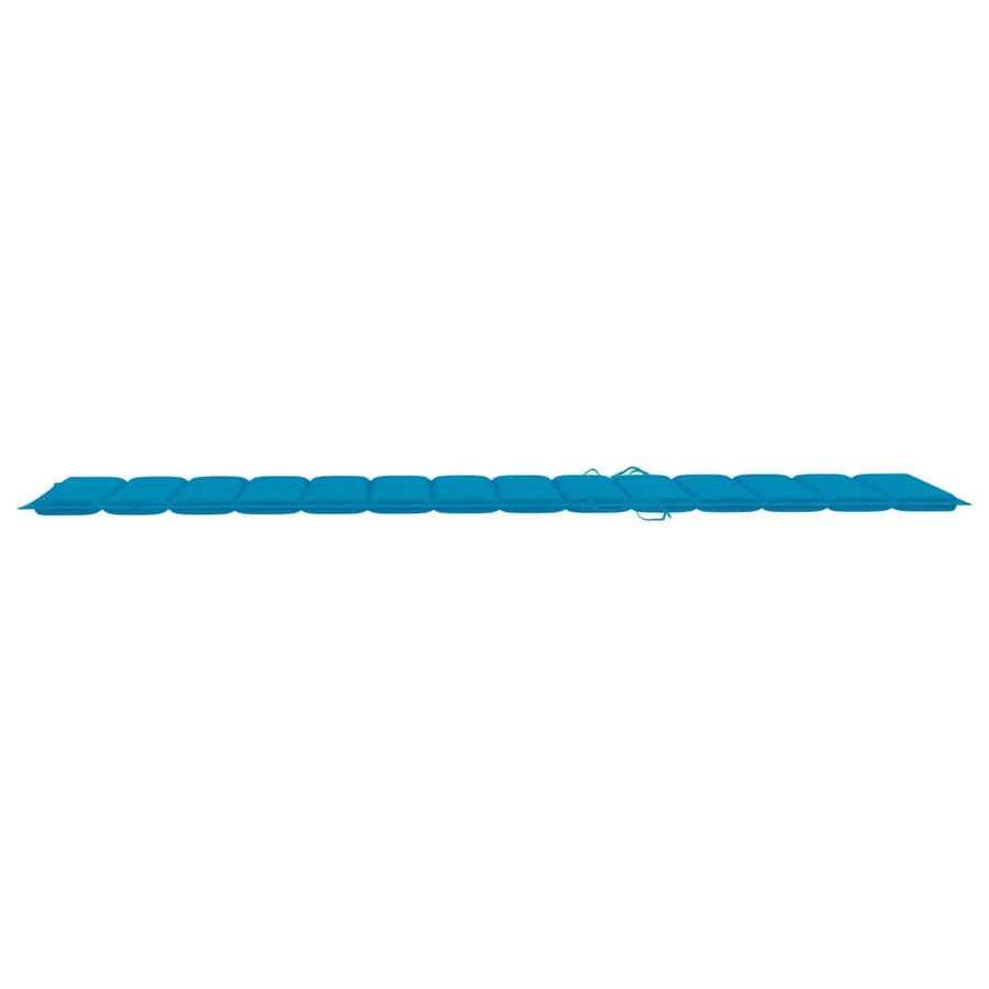 Chaise longue avec coussin bleu Bois de teck solide - 13