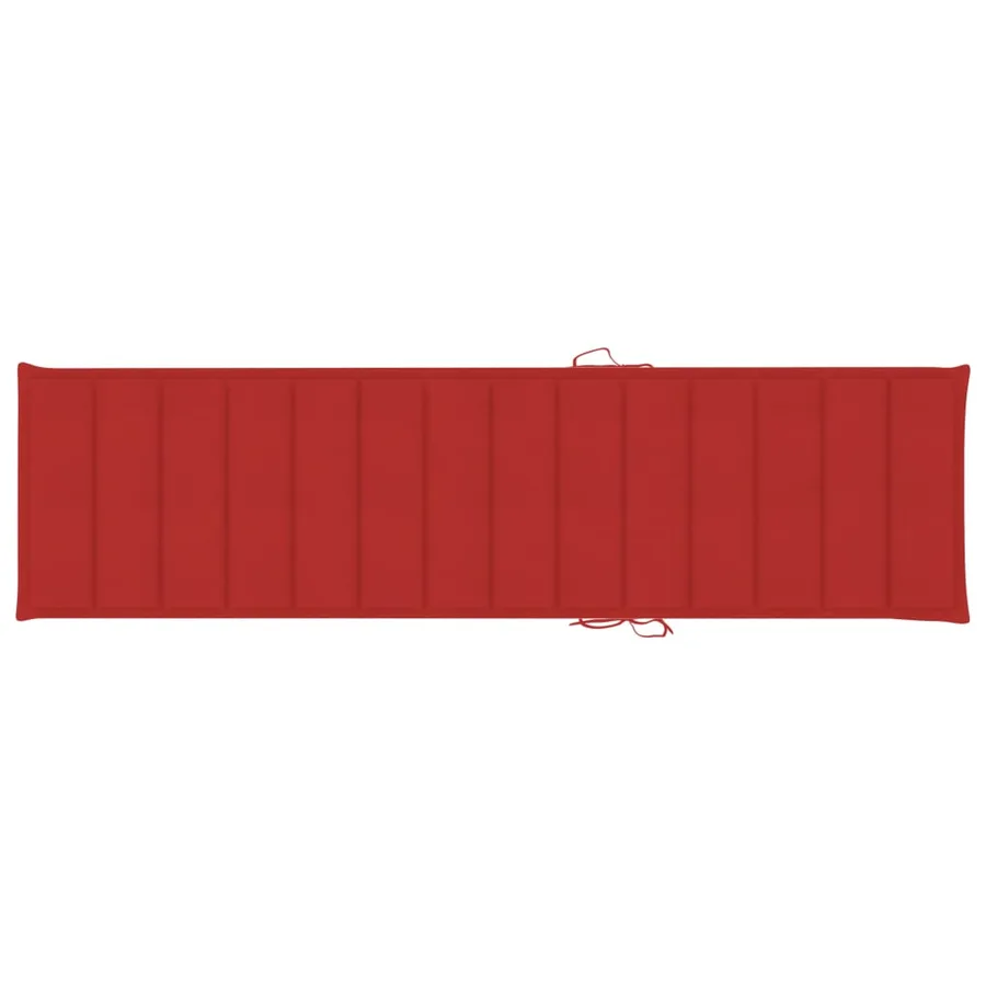 Chaise longue avec coussin rouge Bois de teck solide - 12