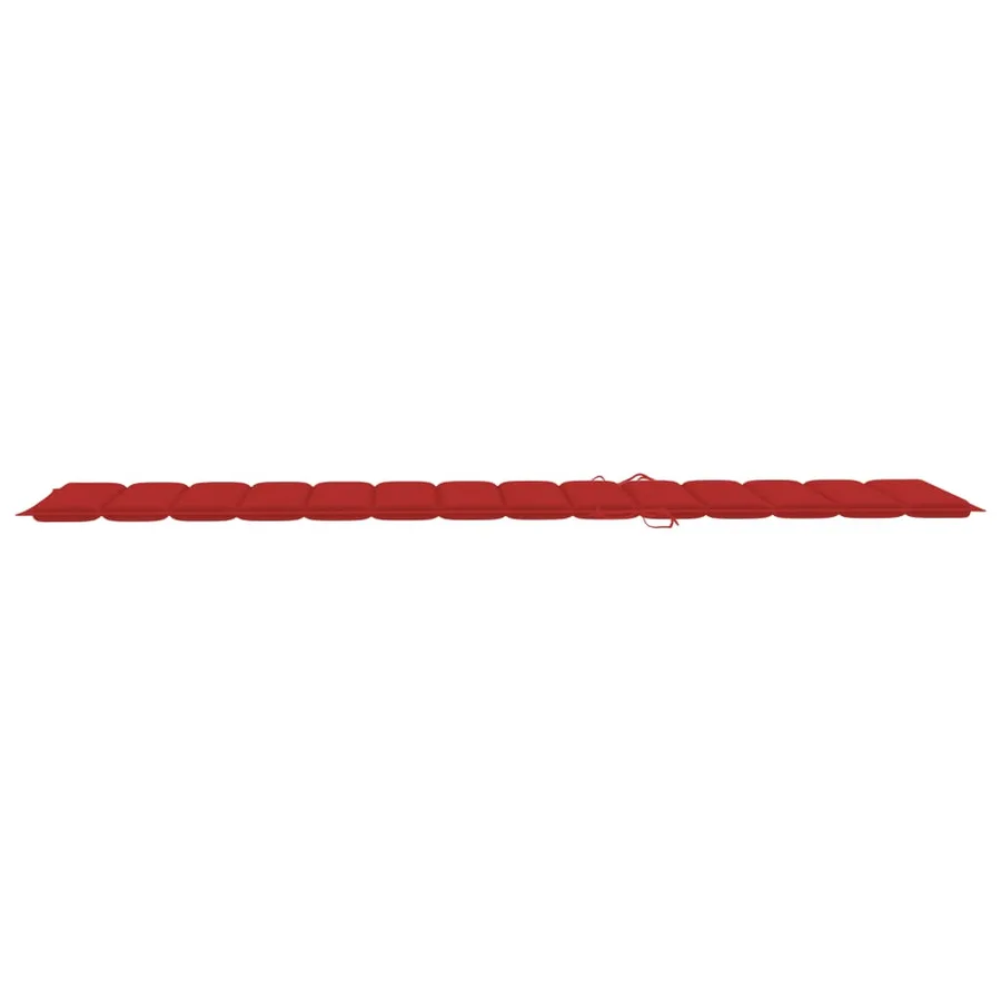 Chaise longue avec coussin rouge Bois de teck solide - 13