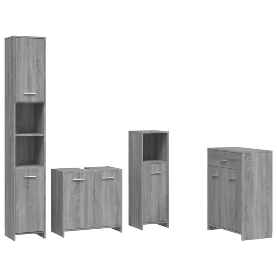 Ensemble de meubles de salle de bain 4 pcs Sonoma gris - 2