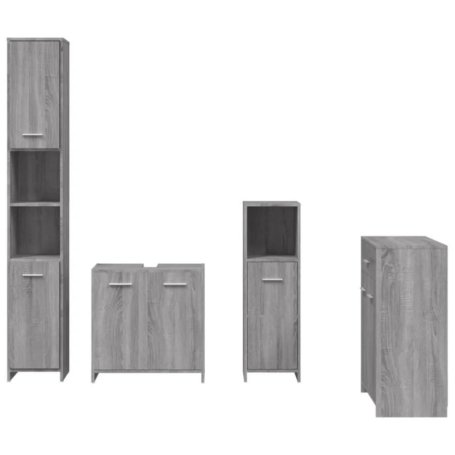 Ensemble de meubles de salle de bain 4 pcs Sonoma gris - 5
