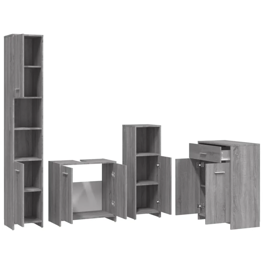 Ensemble de meubles de salle de bain 4 pcs Sonoma gris - 6