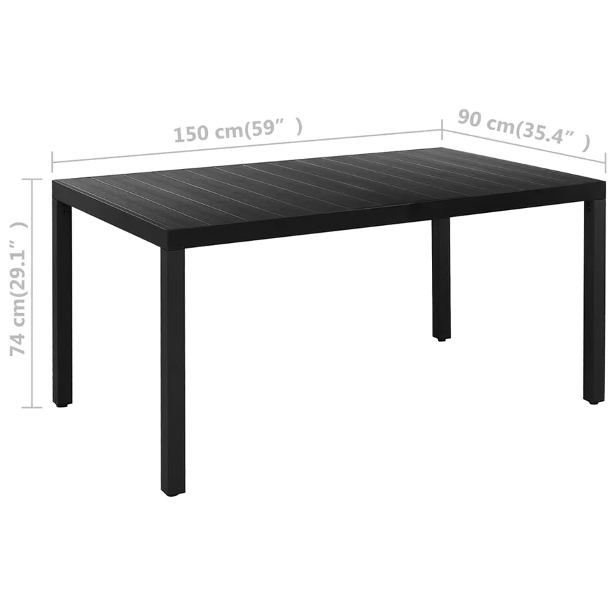 Ensemble à manger de jardin 7 pcs noir et marron - 11