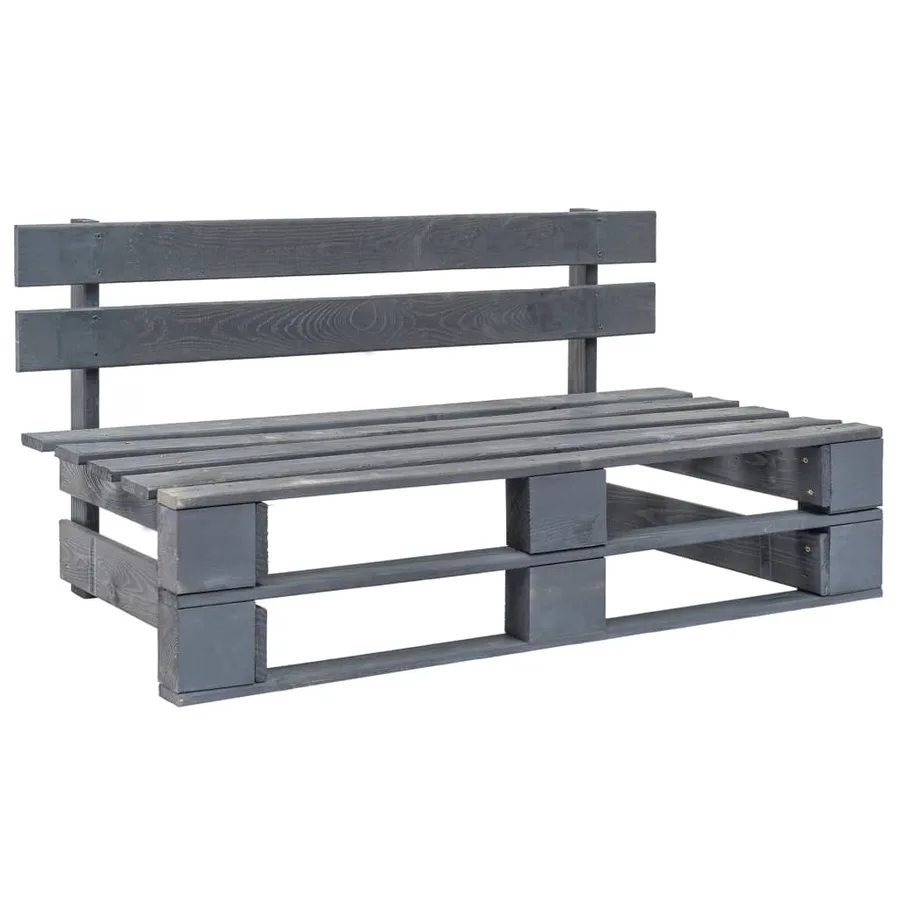 Canapé central palette de jardin Gris Bois de pin imprégné - 8