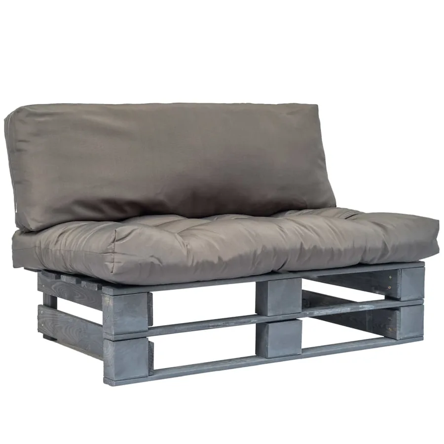 Canapé de jardin palette avec coussins gris Pinède