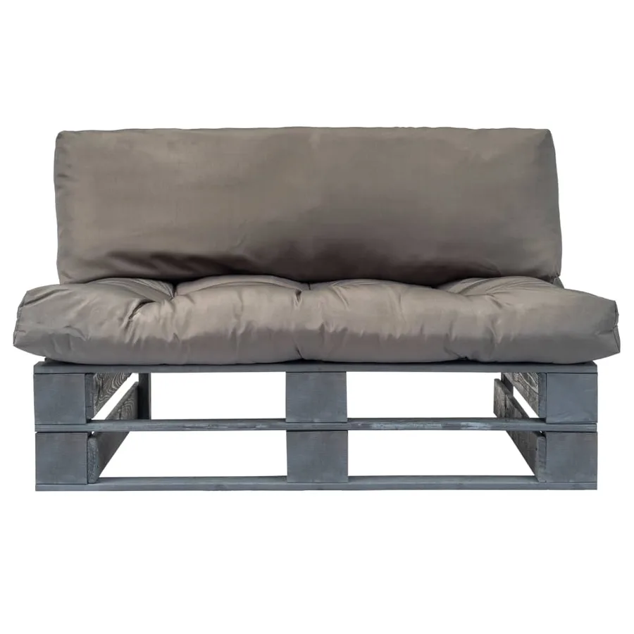 Canapé de jardin palette avec coussins gris Pinède - 2