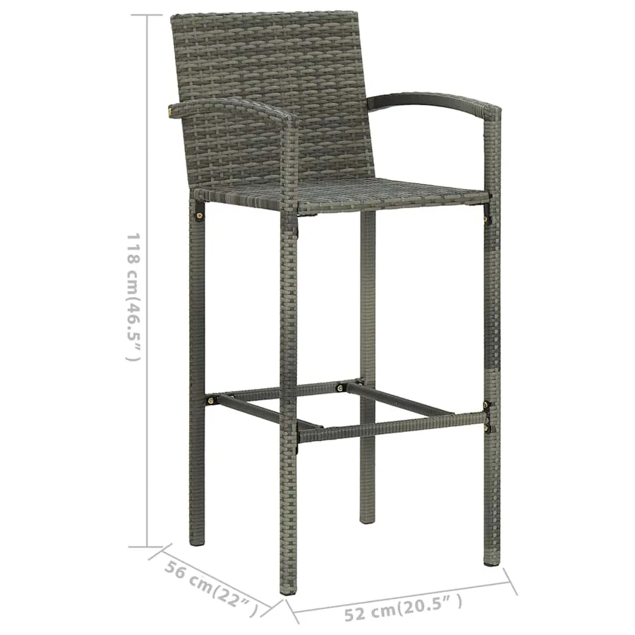 Ensemble de bar de jardin 7 pcs Gris - 12