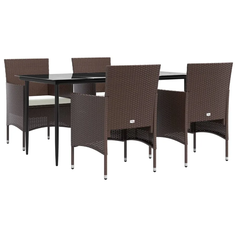 Ensemble à manger de jardin coussins 5 pcs Marron/noir - 3