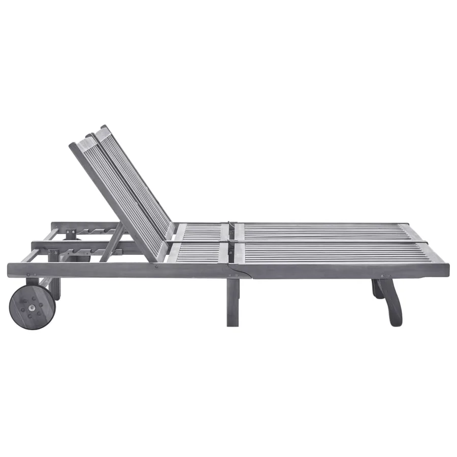 Chaise longue de jardin 2 places avec coussin Gris Acacia - 2