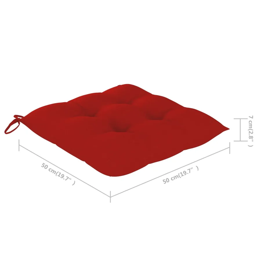 Chaise à bascule avec coussin rouge Bois de teck solide - 12
