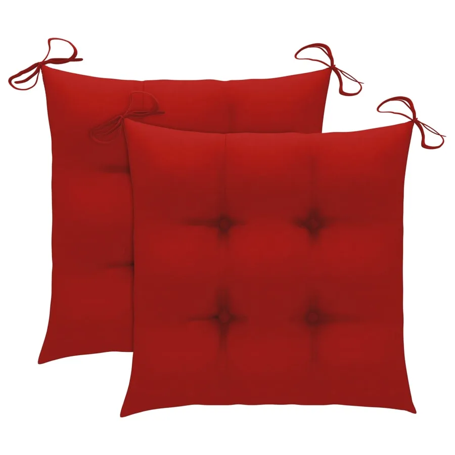 Chaise à bascule avec coussin rouge Bois de teck solide - 2