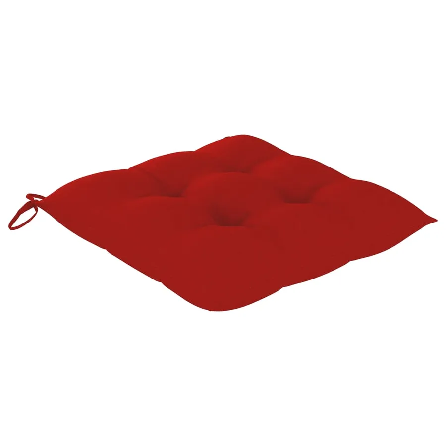 Chaise à bascule avec coussin rouge Bois de teck solide - 4
