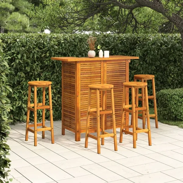 Ensemble de bar de jardin 5 pcs Bois d'acacia solide