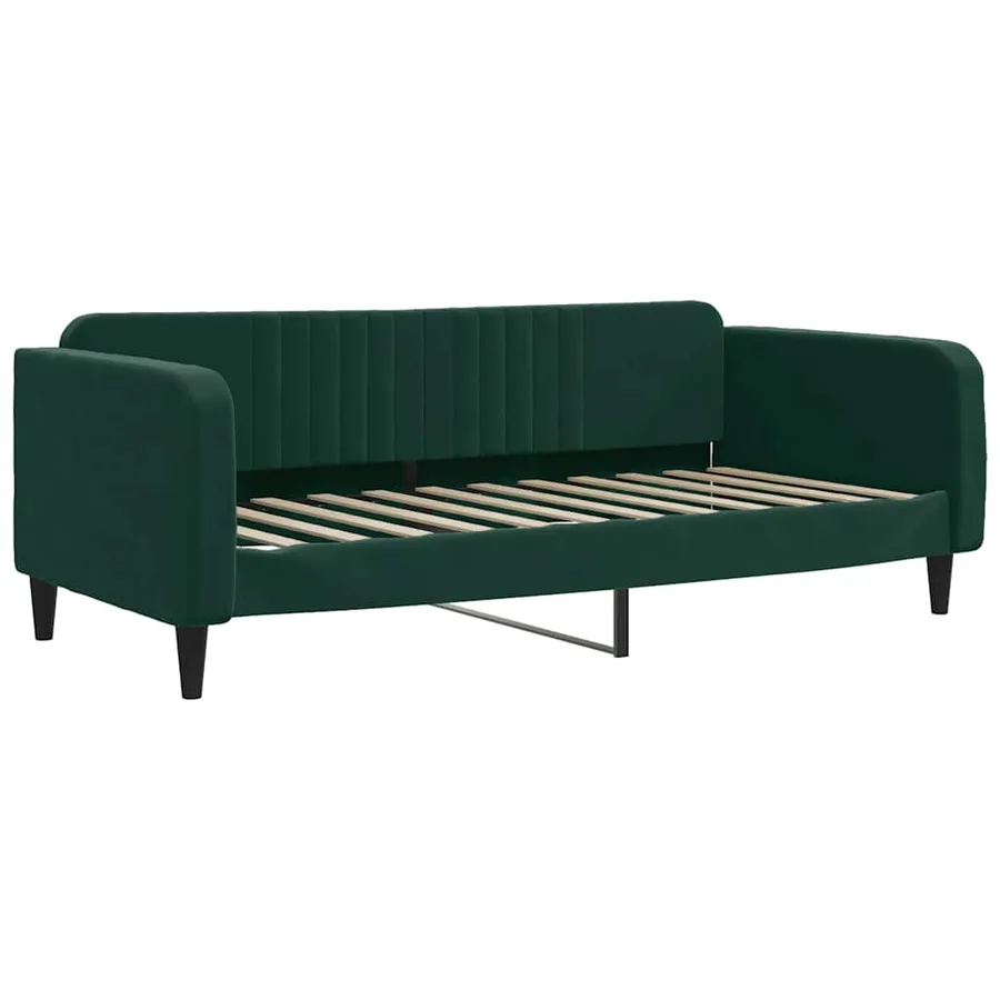 Lit de jour avec gigogne et matelas vert foncé 90x200cm velours - 4