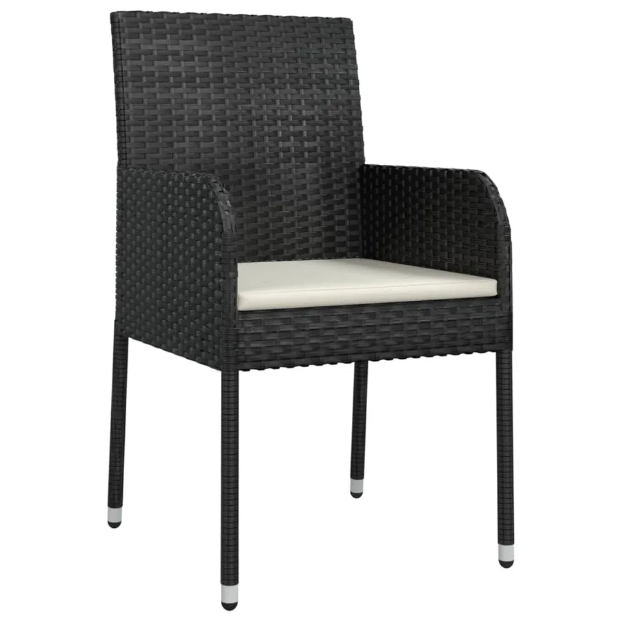 Ensemble à manger jardin 9pcs et coussins noir résine tressée - 5