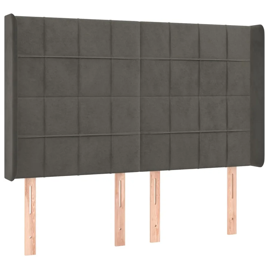 Tête de lit avec oreilles Gris foncé 147x16x118/128 cm Velours - 2