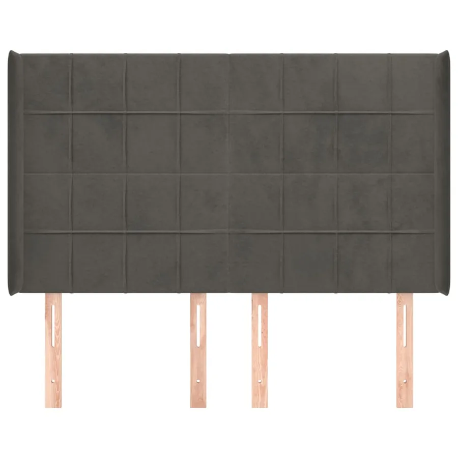 Tête de lit avec oreilles Gris foncé 147x16x118/128 cm Velours - 3