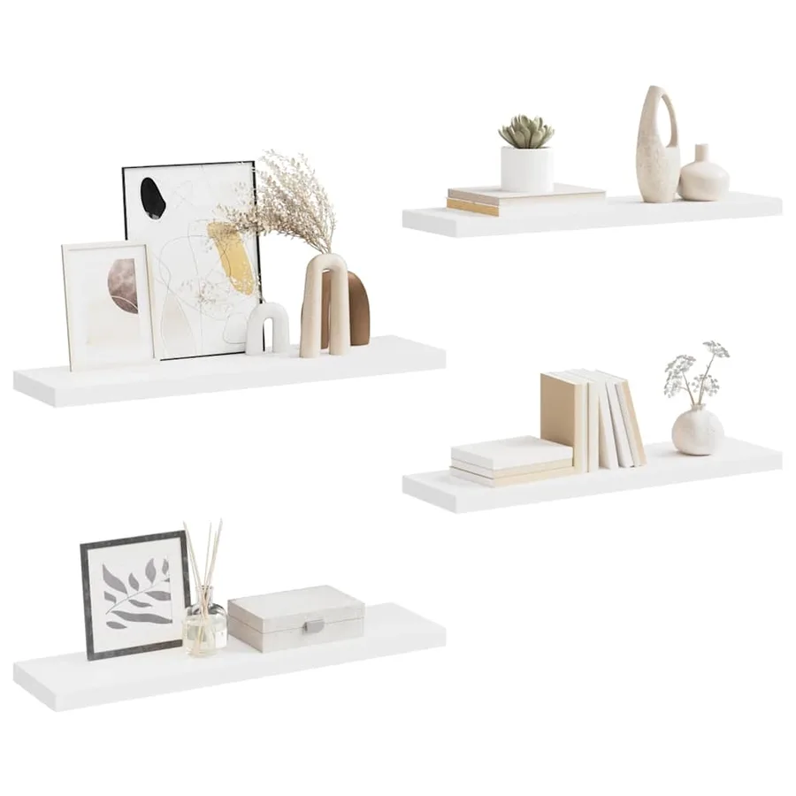 Étagères murales flottantes 4 pcs blanc 90x23,5x3,8 cm MDF - 5