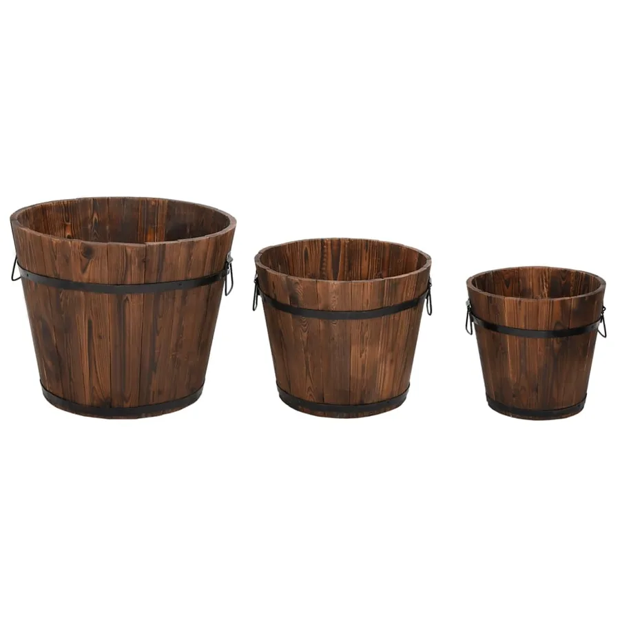 Ensemble de jardinière godet 3 pcs bois massif de sapin - 2