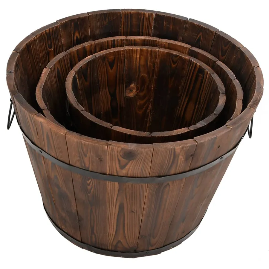 Ensemble de jardinière godet 3 pcs bois massif de sapin - 3