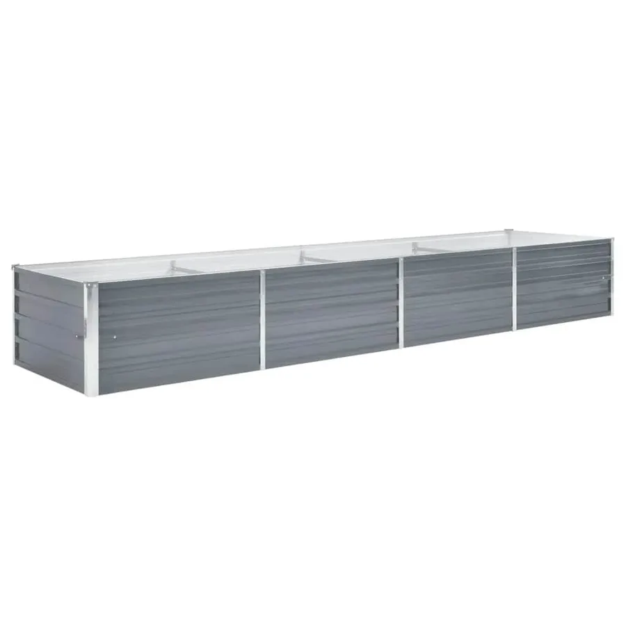 Lit surélevé de jardin Acier galvanisé 320x80x45 cm Gris - 2