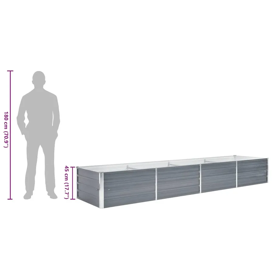 Lit surélevé de jardin Acier galvanisé 320x80x45 cm Gris - 8