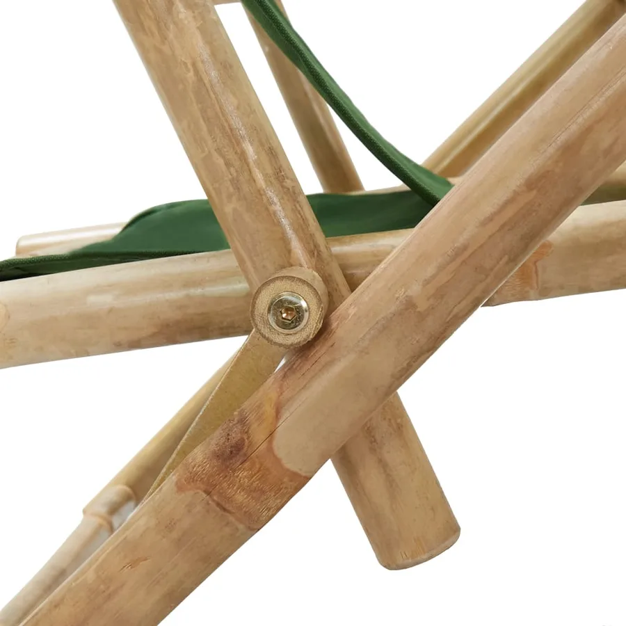 Chaise de relaxation inclinable Vert Bambou et tissu - 6