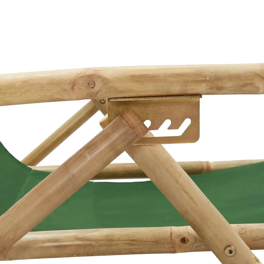 Chaise de relaxation inclinable Vert Bambou et tissu - 7