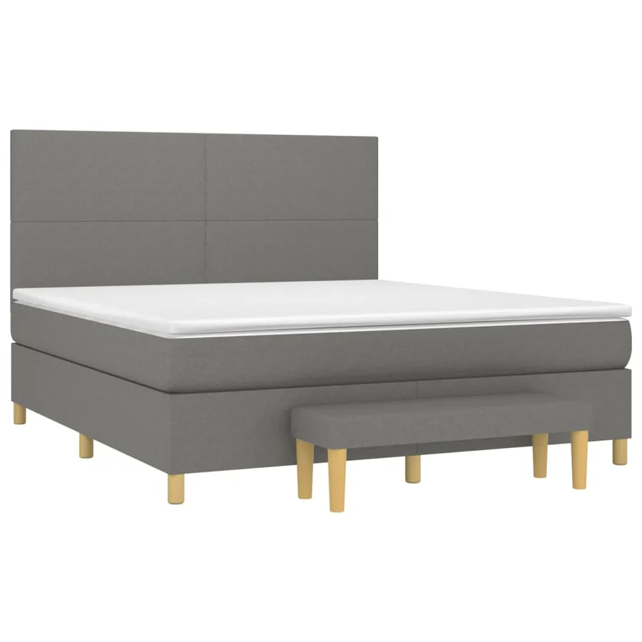 Sommier à lattes de lit avec matelas Gris foncé 160x200cm Tissu - 3