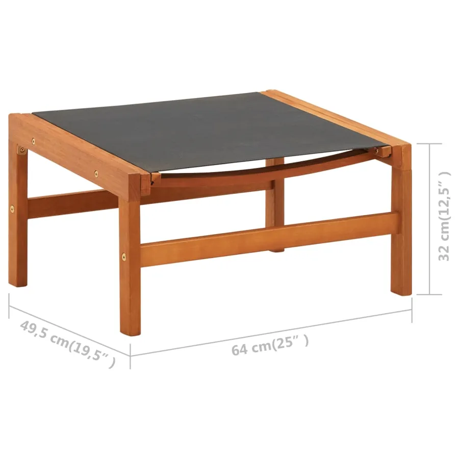 Chaise de jardin et repose-pied Eucalyptus solide et textilène - 11