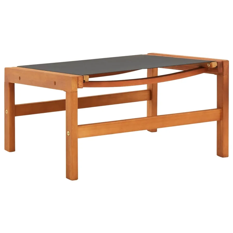 Chaise de jardin et repose-pied Eucalyptus solide et textilène - 13