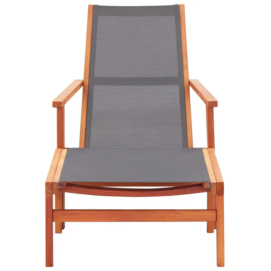 Chaise de jardin et repose-pied Eucalyptus solide et textilène - 15