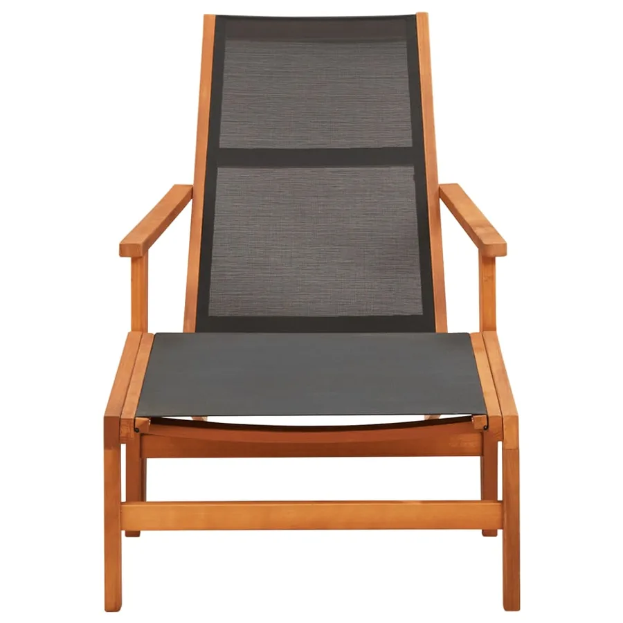 Chaise de jardin et repose-pied Eucalyptus solide et textilène - 2