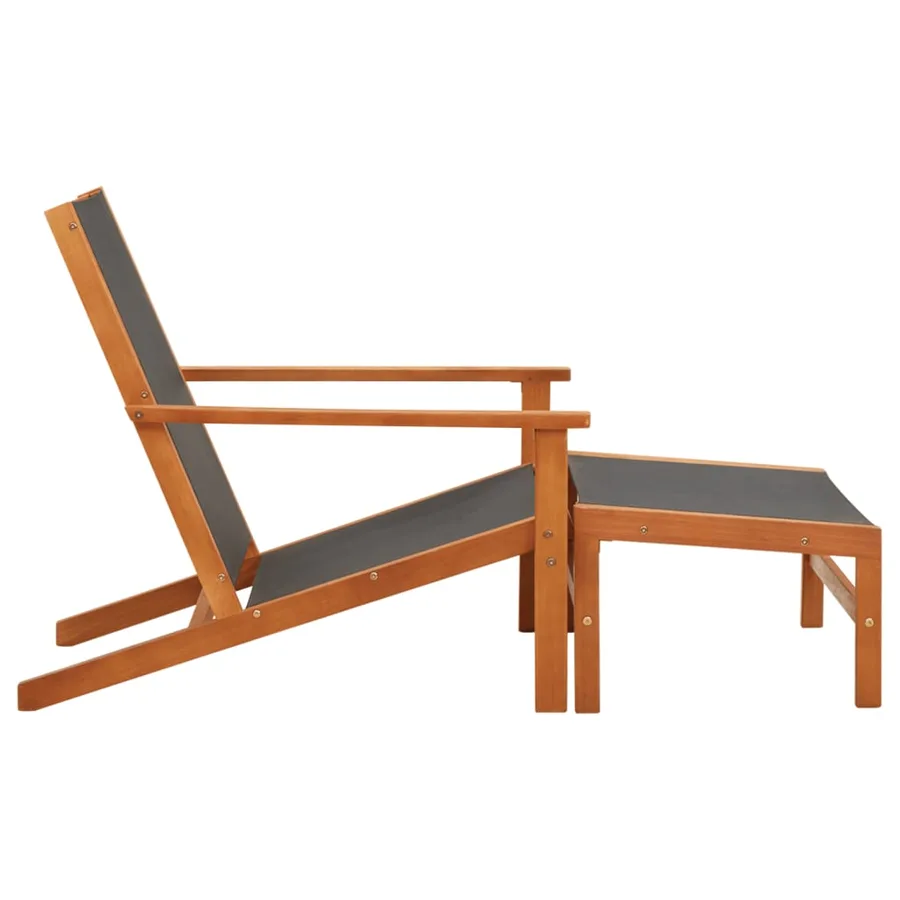 Chaise de jardin et repose-pied Eucalyptus solide et textilène - 3