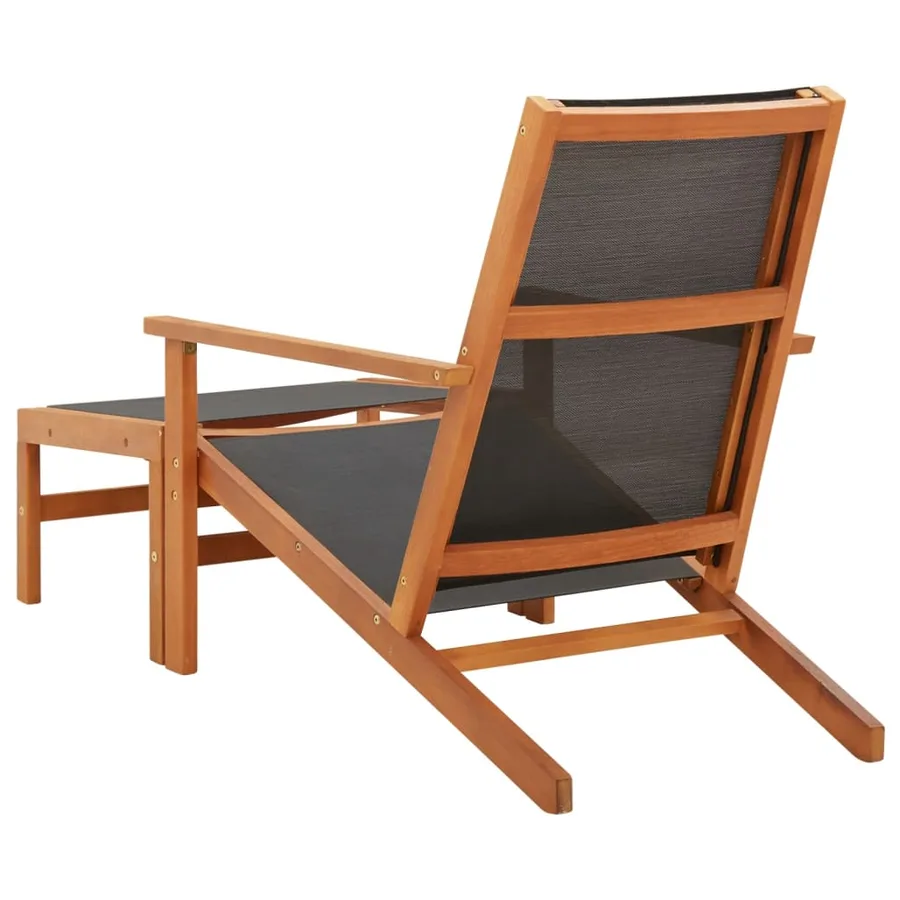 Chaise de jardin et repose-pied Eucalyptus solide et textilène - 4