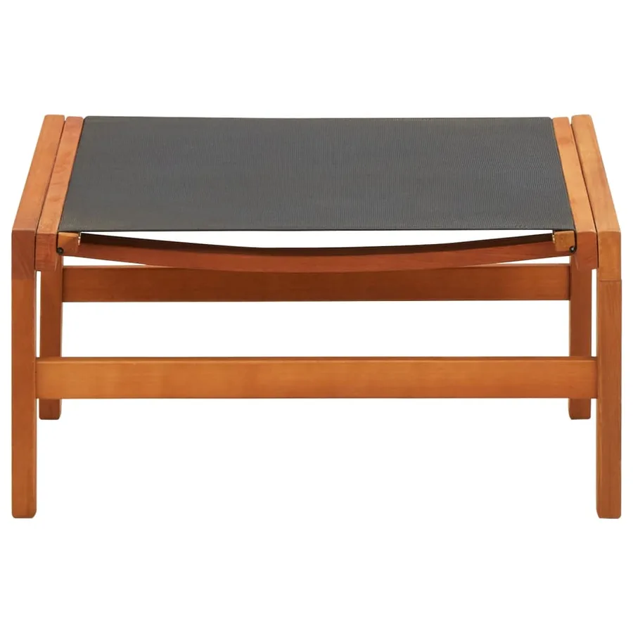 Chaise de jardin et repose-pied Eucalyptus solide et textilène - 5