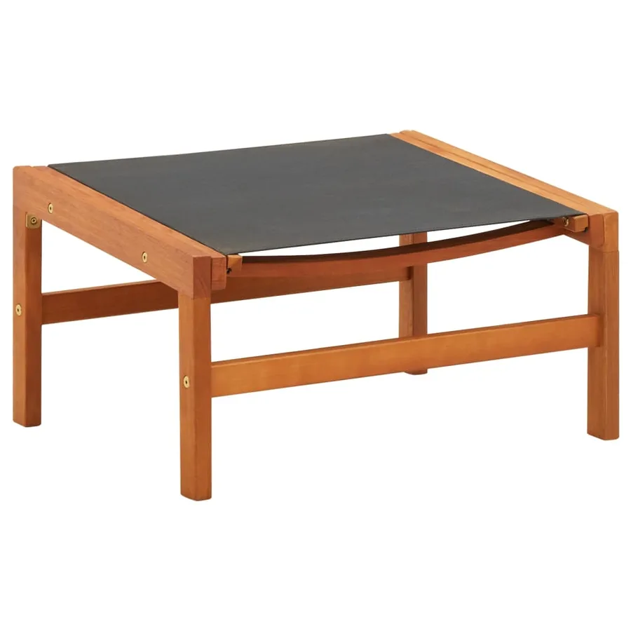 Chaise de jardin et repose-pied Eucalyptus solide et textilène - 6