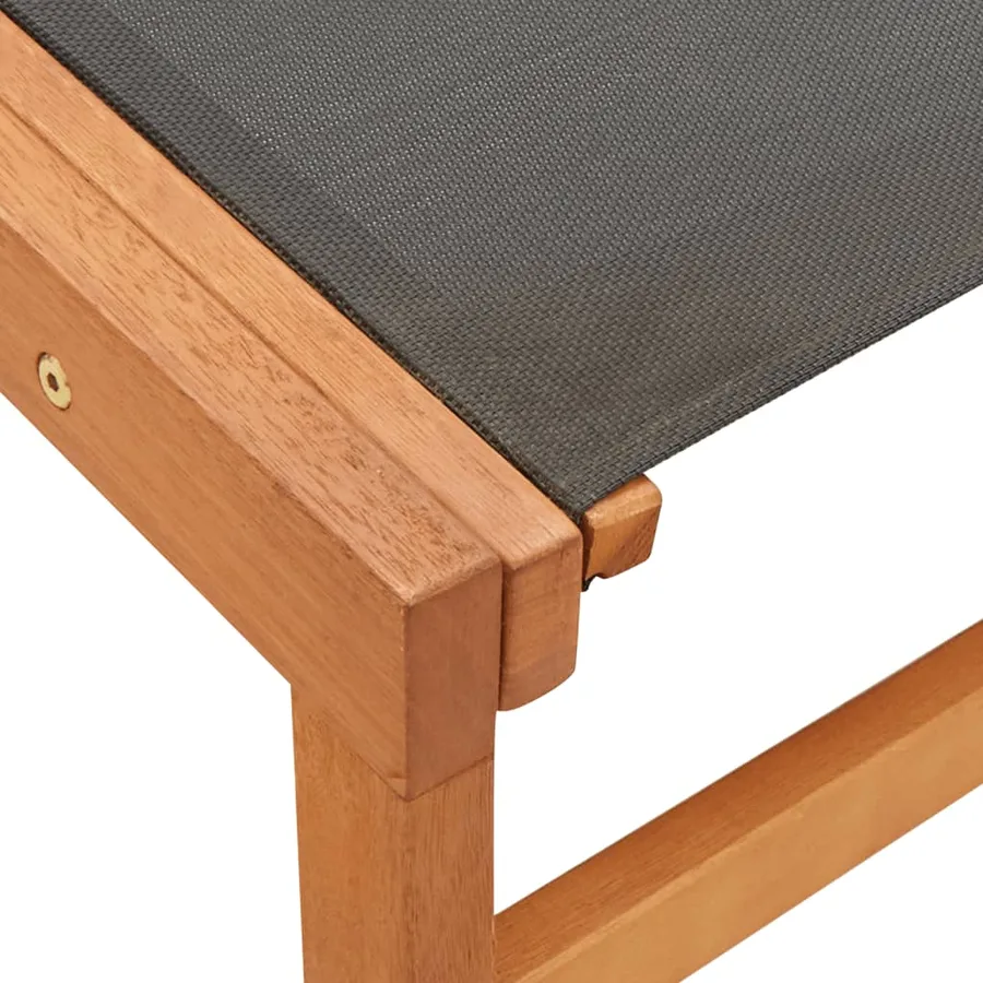Chaise de jardin et repose-pied Eucalyptus solide et textilène - 8