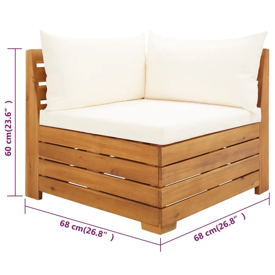 Salon de jardin 2 pcs avec coussins Bois d'acacia solide - 8