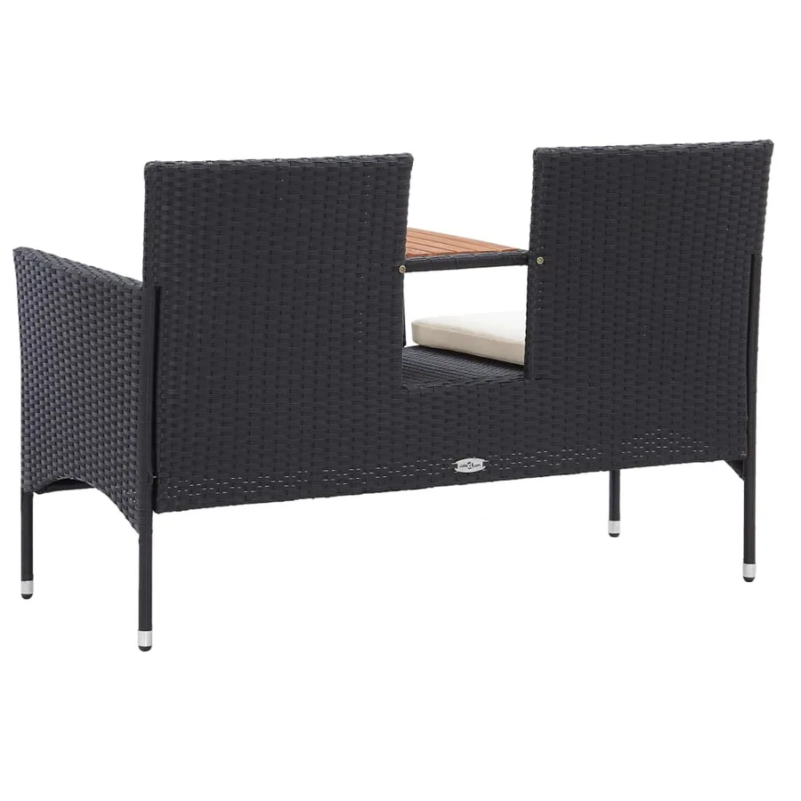 Banc de jardin 2places et table à thé 143cm Résine tressée Noir - 4