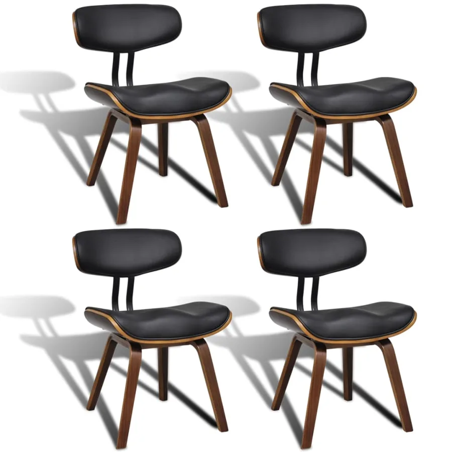 Chaises à manger lot de 4 bois courbé et similicuir - 2