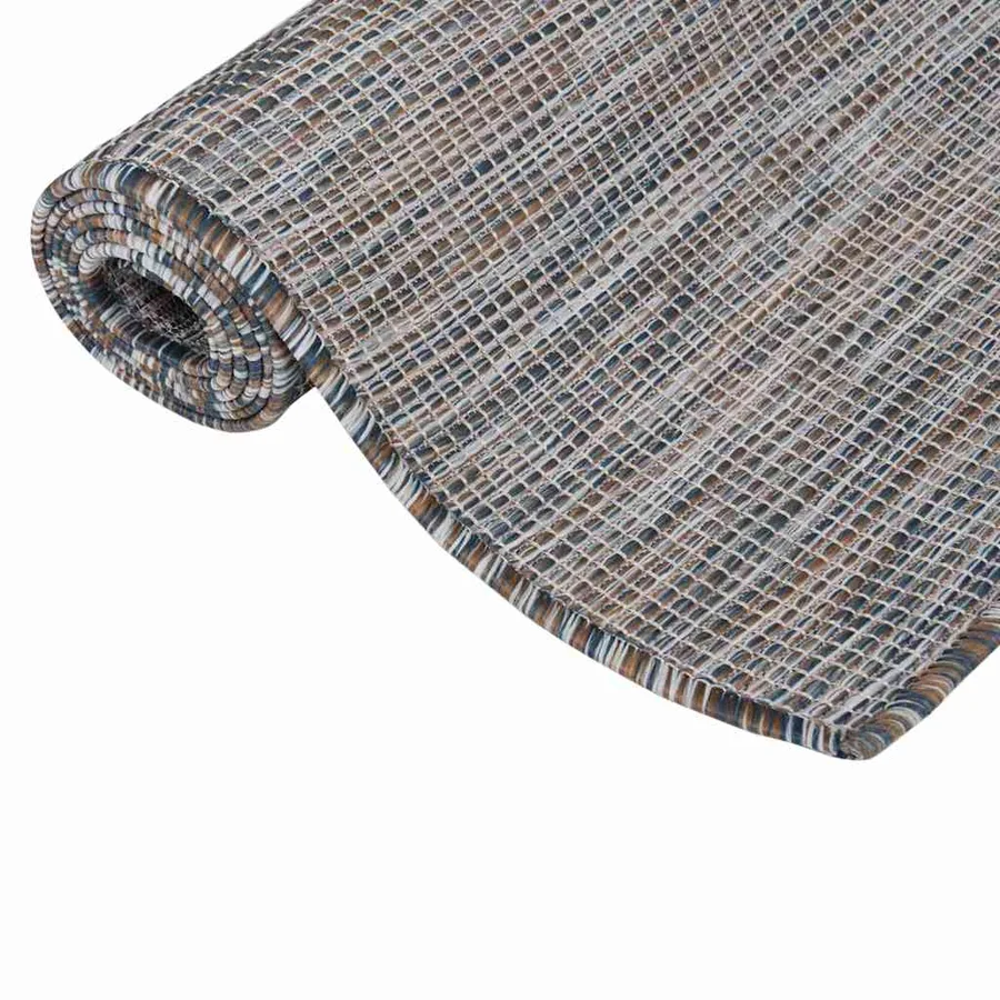 Tapis à tissage plat d'extérieur 160x230 cm Marron et bleu - 3