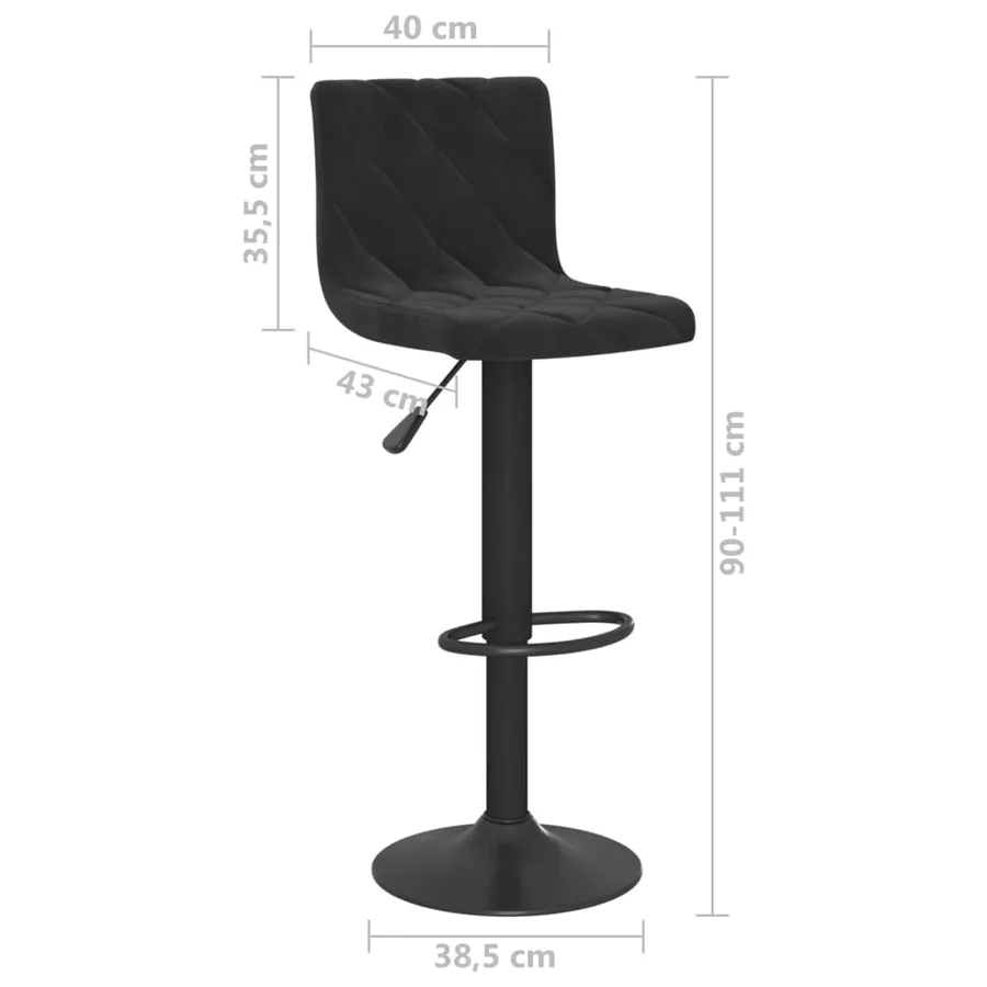 Tabourets de bar lot de 2 Noir Velours - 9