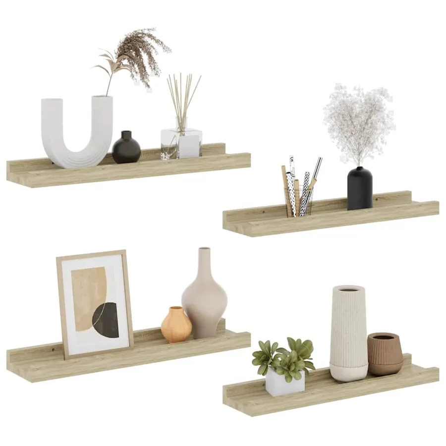 Étagères murales 4 pcs chêne sonoma 40x9x3 cm - 4