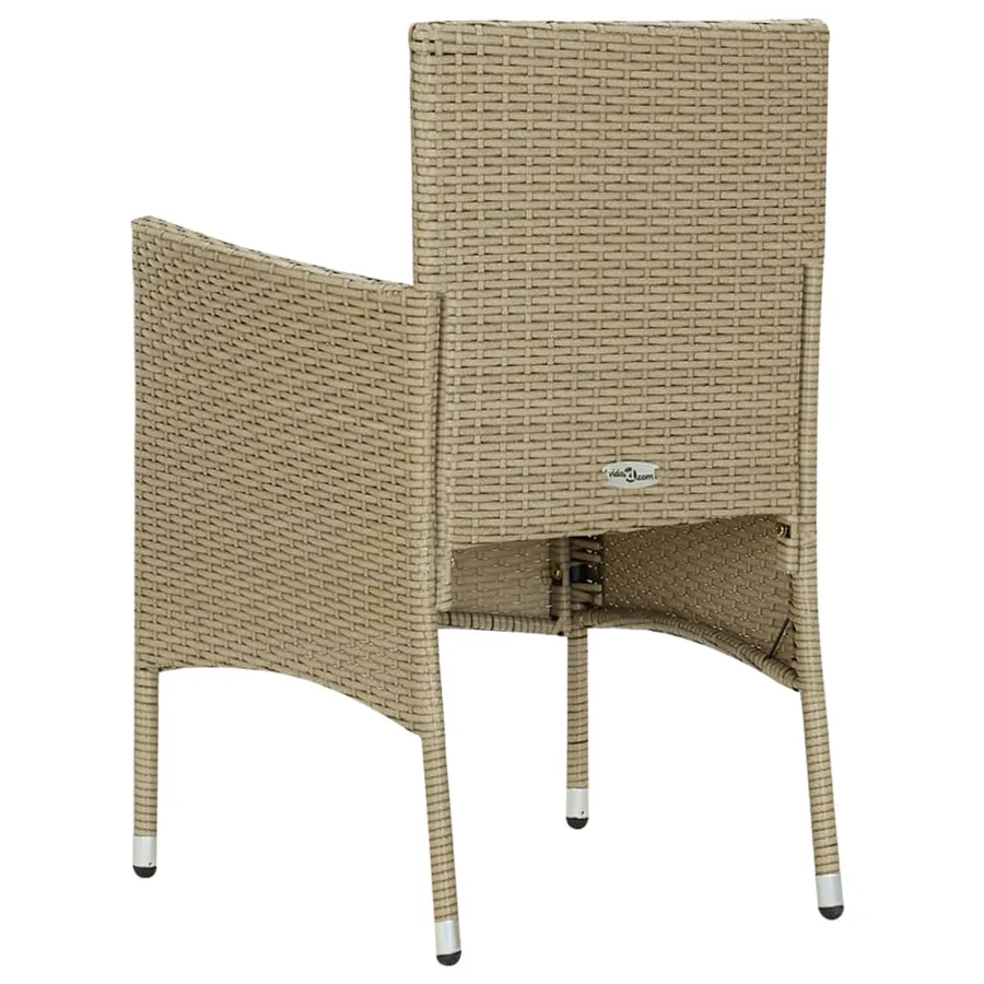 Ensemble à manger de jardin 3 pcs Beige Résine tressée et verre - 12