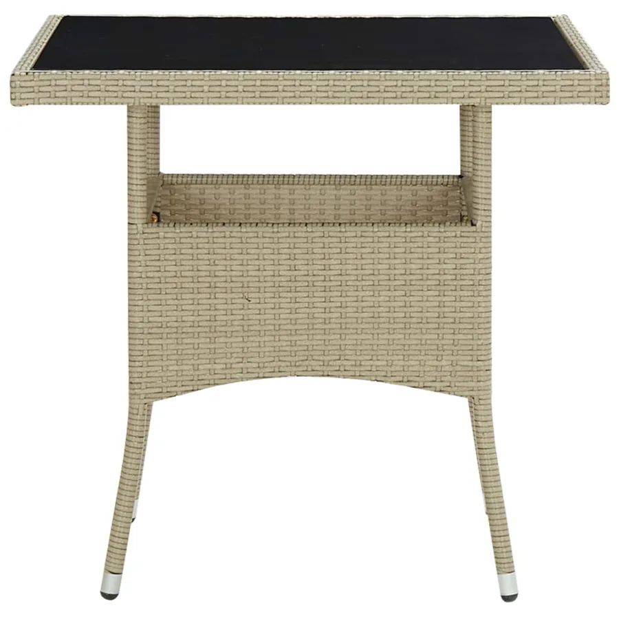 Ensemble à manger de jardin 3 pcs Beige Résine tressée et verre - 3
